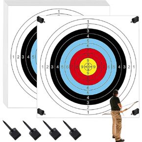 Archery Targets Paper for Backyard 15 pcs Targets Paper Standard Archery Bow and Arrow Targets for Hunting & Shooting Archery Accessories for Target Practice 16x16in,10 Ring