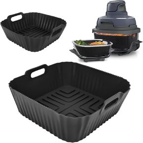 2Pcs Silicone Liners for Ninja Crispi FN101GY Air Fryer - Non-Stick Basket Accessories, Reusable for Easy Clean-Up -, Big Liner for 4 QT Container & Small Liner for 6 Cups Container