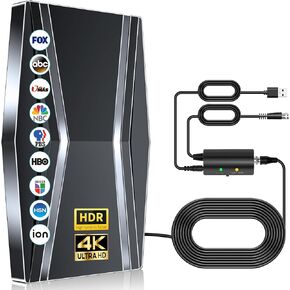 1500+ Miles TV Antenna Indoor,Digital TV Antenna for Smart TV with Strongest Amplifier Signal Booster- High Gain HD TV Antenna for Local Channels -42ft Coax HDTV Cable-Support 8K 4K1080p