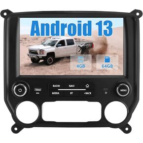 4+64G Car Radio Stereo for Chevy Silverado GMC Sierra 2014-2018 Android 13 Wireless CarPlay Android Auto Bluetooth GPS Navigation