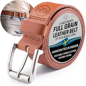Calister leather belt for men - Handmade mens leather belt - 1.57" Wide, Italian Full Grain Leather
