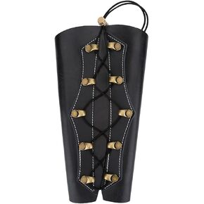 Archery Arm Guard, PU Leather Forearm Protector Adjustable Archery Bow Arm Protector Armguard Tackle Accessory for Youth Adults Traditional Bow Shooting Hunting Training (Black)