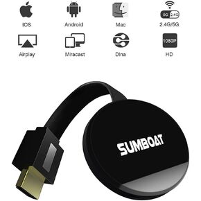 Sumboat Wireless WiFi Display Dongle ، اللاسلكي HDMI Dongle الشاشة اللاسلكية لدعم محول Airplay dlna miracast لنظام iOS/Android/TV/Projector