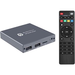 4K Digital Media Player, TV MP4 Video Player with HDMI/AV/Optical Output, Mini HD Media Players for USB Drive/Micro SD Card, Digital Signage, H.265/HEVC, Auto Playback (Grey)