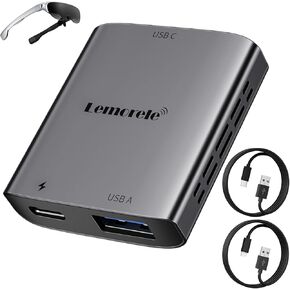 Lemorele Adapter for i-Phone Lightning to USB C Video Converter, AR Glasses Adapter Compatible with RayNeo, XREAL Air, Rokid Air Max, TCL nxtwear s, Thunderbird AR, GRAWOOW AR, Portable Aluminum Case