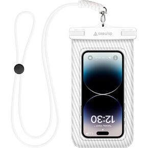 Waterproof Phone Pouch Floating [Buoyant Material] IP68 Universal Cellphone Case Dry Bag with Lanyard for iPhone 14 13 12 11 Pro Mini Xs XR X 8 7 Phones Up to 6.2'' for Beach Vacation, White