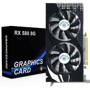 Radeon RX 580 8GB Graphics Card, 2048SP GDDR5 256 Bit Pc Gaming Video Card with Dual Cooling Fan, HDMI DP DVI-Output, PCI Express 3.0 Computer GPU for Office and Gaming