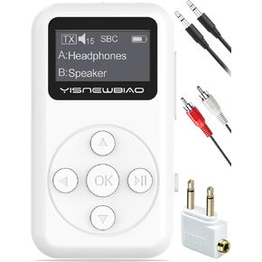 Bluetooth Transmitter Receiver for TV with OLED Display, AptX Low Latency Airplane Bluetooth Adapter for Headphones Airpods, RCA 3.5mm Audio Jack Wireless Bluetooth Adapter for TV