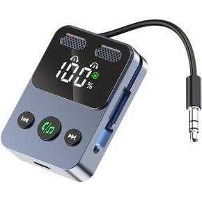 Bluetooth 5.3 Transmitter Receiver for Airplane,Dual Pairing Wireless Bluetooth Adapter Compatible 2 AirPods Headphones with Monitor, 3.5mm Aux Works withTV, Car Stereo, Gym, and Gaming Consoles.