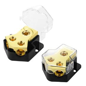 2 Way Power Distribution Block,2 PCS 12v Distribution Block 0/2/4 Specification Input 4/8/10 Specification Output Amplifier Ground Distributor, Suitable for Power Distribution Block Car Audio