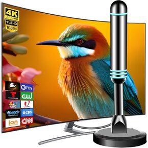 Digital Antenna for Smart TV Indoor, TV Antenna for Local Channels, Strong Magnetic Base TV Antenna Indoor for Easy Installation, Long Range Reception for 4k 1080p, Support All Smart/Old TVs (DT011-2)