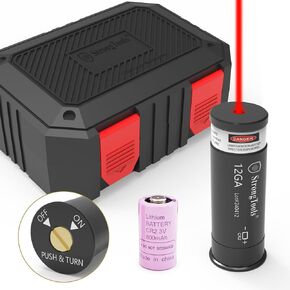Universal Laser Bore Sight Kit with High-Capacity Battery &12 Gauge, Red Laser boresighter, and Green bore Sight with On/Off Switch for Precision Zeroing