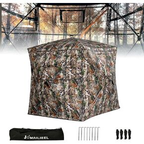 [Upgraded] Hunting Blind 270/360 Degree See Through Ground Blind for Deer Hunting, Turkey Hunting and Outdoor 2-3 Person, Pop Up Hunting Tent with Carry Bag