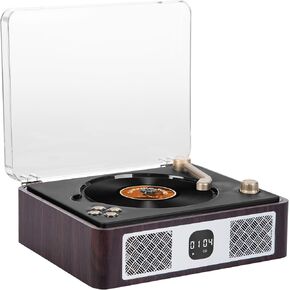 Home Portable Retro CD Player with HiFi Speaker, Support Bluetooth Audio Output/Input, USB Playback, AUX Input/Output, Headphone Jack, Built-in 3600mA Rechargeable Battery, with LED Display