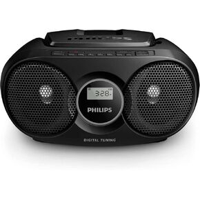 Philips Portable CD Boombox with FM Stereo Radio, USB Port, LCD Display, MP3/CD-R/RW, Headphone Jack, Programmable CD Player,