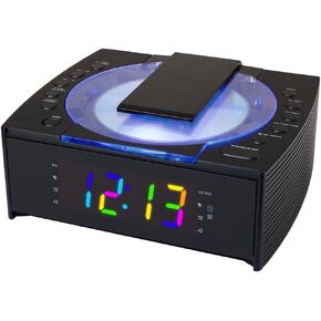 HANNLOMAX HX-336CD CD Player with Alarm Clock Radio, 1.2" RGB LED Display, Bluetooth, Digital Clock with Dual Alarm, Aux-in, AC Operation only. (Black)
