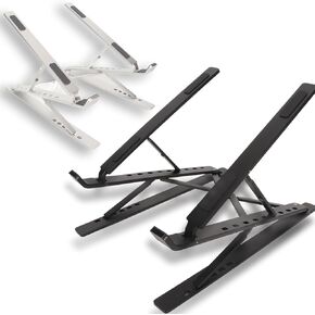 Bewinner Laptop Stand - 15.6 Inch Size Aluminum Alloy Laptop Desktop Holder, Foldable PC Riser with Anti Slip Silicone Pads for Heat Dissipation (Black)