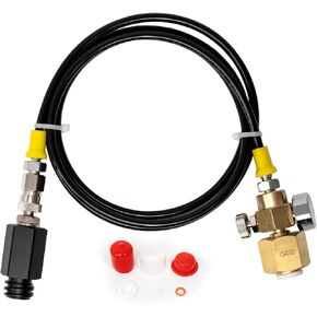 Enhanced Soda Maker Adapter, TR21-4 to CGA320 Conversion with 60"" High-Pressure Hose, Direct Connector for Soda Club, Includes Gauge and Bleed Valve, Black, 3PA-GFP-74C334