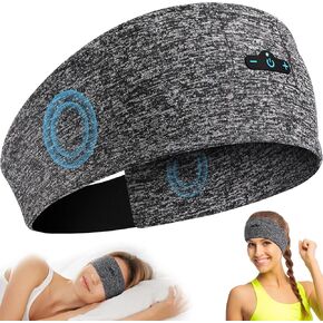 Headband Headphones Bluetooth 5.2 Headband for Side Sleeper, 13 Hour Playtime, Wireless Headband Headphones with HD Stereo Speakers for Workout,Running,Yoga, Ideal Gifts for Men, Women, Teens, Grey