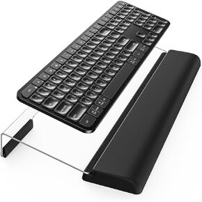 Keyboard Stand with Wrist Rest for Easy Ergonomic Typing&Working, with Silicone Wrist Rest, Yikola 3-Level Height Adjustment Space-Saving Keyboard Riser w/Silicone Wrist Rest for Office, Home