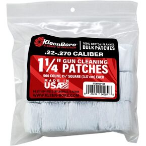 KleenBore 1-1/4" .22-.270 Cal. Cleaning Patches (500PK),White