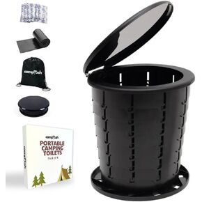 Retractable Portable Toilet for Camping - Large & Height Adjustable - Foldable Camping Toilet for Hiking/Travel | Portable Potty for Adults, Kids and Outdoor Car Camp