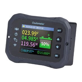Battery Monitor with Shunt Coulometer Wi Fi Battery Tester Battery Capacity Voltage Monitor Gauge Indicator 10-100V 0-50A