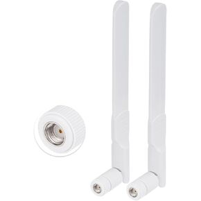 Bingfu Dual Band WiFi 2.4GHz 5GHz 5.8GHz 8dBi MIMO RP-SMA Male White Antenna (2-Pack) for WiFi Router Wireless Network Card USB Adapter Security IP Camera Video Surveillance Monitor