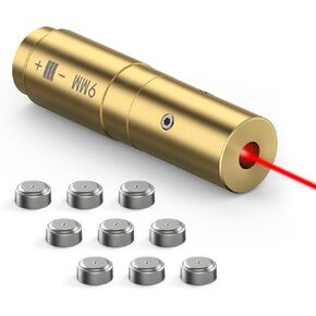 Feyachi Bore Sight 9mm Red Dot Laser Zeroing Bore Sighter Pistol Laser Boresighter with 3 Sets of Batteries