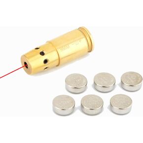 Upgraded Laser Bore Sight for .9MM, Hunting Red Dot Boresighter with 6 Batteries (3 Set)