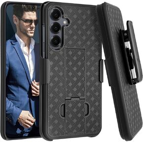 Fingic for Samsung Galaxy S25 Case with Belt Clip Holster Case Slim Combo Shell with Kickstand Swivel Holster Rugged Shockproof Antiscratch Full Body Protective Case for Galaxy S25,6.2 inch,2025,Black