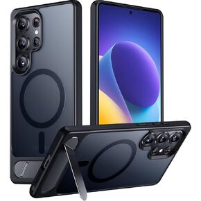 Temdan Magnetic for Samsung Galaxy S23 Ultra Case, [Compatible with Magsafe][Innovate Stand][Military Grade Drop Protection][Non Slip][Translucent Matte] Shockproof Phone Case for S23 Ultra 6.8" Black