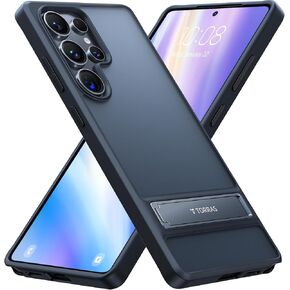 TORRAS Shockproof for Samsung Galaxy S25 Ultra Case – Built-in Kickstand, Military-Grade Protection, Slim & Translucent, Marsclimber Series (Black)