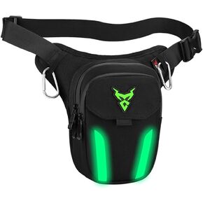 LED Red Light Motorcycle Leg Bag Thigh Belt Hip Bum Waterproof Ride Cycling Biker Waist Bag Fanny Pack Moto Travel Hiking Pocket (Blue)