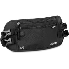 Money Belt & Passport Holder for Travel (Black) - Secure RFID Blocking Travel Wallet for Men and Women Hidden