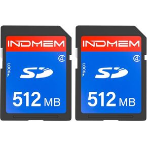 INDMEM SD Card 512MB (2 Pack), Class 4 Flash Memory Cards MLC Stanard Secure Digital Cards, 512MB(2pc)