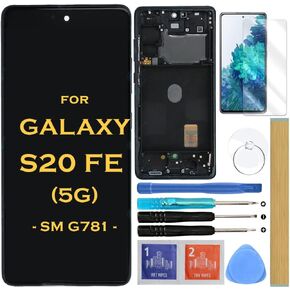 Screen Replacement LCD Display Touch Digitizer Assembly with Frame for SAMSUNG GALAXY S20 FE 5G SM-G781 G781B G781U G781F/DS G781W 6.5"(No Fingerprint)