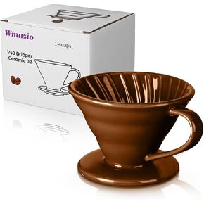 Pour Over Coffee Dripper - Ceramic Pour Over Cup, Pour Over Coffee Maker Cone, Porcelain Coffee Drip, Pour Over Single Cup, Manual Brew Maker for Home, Cafe, Office - 1-4Cup, V60 Size 02 (Coffee)