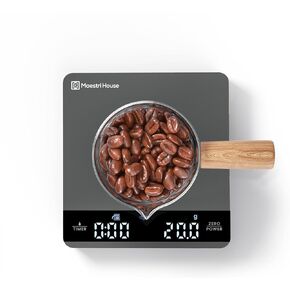 Mini Coffee Scale with Timer, Maestri House Rechargeable Espresso Scale, 2kg/0.1g Accurate Scale for Espresso and Pour-Over Coffee, Portable Digital Kitchen Scale with Automatic Timing-Space Grey