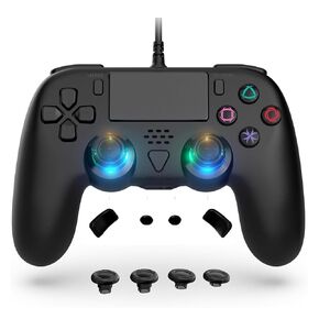 GAMFAMI Wired Controller Compatible with PS5/PS5 Pro/PS5 Slim/PC - Wired Controller with Built-in Advanced Back Buttons Programming/Turbo,with Thumbsticks | 2 High-Rise, 2 Mid-Rise (Black)
