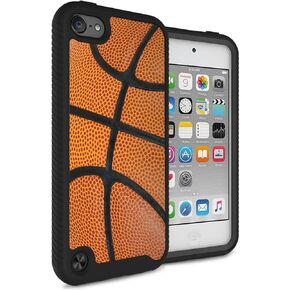 MYTURTLE Sports Fan Series, Basketball Case Designed for iPod Touch 7th 6th 5th Generation, Rugged Hybrid Shockproof Nonslip Cover, Realistic 3D Touch Textured Surface