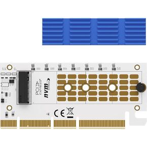 NVMe M.2 SSD to PCIe X16/X8/X4 Adapter with Aluminum Heat Sink, M.2 to PCI-Express SSD Expansion Card, Support 4TB 2230 2242 2260 2280mm NVMe Solid State Drive