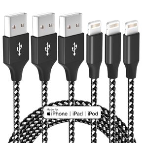 3 Pack 10 FT iPhone Charger Fast Charging Cord MFi Certified Lightning Cable Nylon Braided iPhone Charger Cord Compatible with iPhone 14 13 12 11 Pro Max XR XS X 8 7 6 Plus SE and More