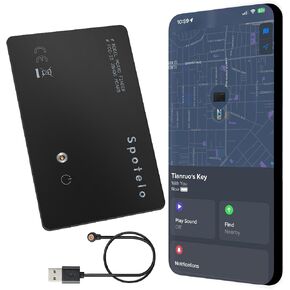 Wallet Tracker Card Rechargeable Keysmart Smartcard 1.7mm Thin Spotminders Tracking Card Works with Apple Find My (iOS Only) for Wallet, Passport, Phone Find My Wallet Card, IP68 Waterproof