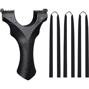Flat Band Slingshot Hunting Catapult with 3pcs Black Flat Rubber Bands 10 Aiming Point Outdoor Game Shot Adult Toy