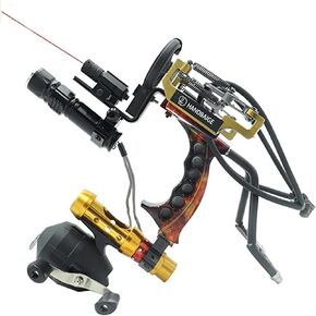 Hunting Slingshot Kit - High Power Sling Shot for Adults, Bowfishing & Fishing Arrows - Tactical Telescopic Slingshot Set with Fishing Reel - Professional Hunting Gear