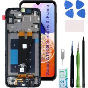LCD Screen Replacement Kit with Frame Compatible for Samsung Galaxy A14 5G A146U US Verision with Repair Tools