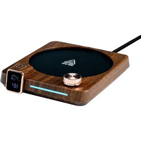 Mug Warmer 40W Coffee Mug Warmer for Desk with Temperature Display,Candle Warmer 9 Smart Thermostat, Dual Digital Display, 4 Hour Auto Shutoff, 1-12 Hour Schedule Switch (Woodgrain)