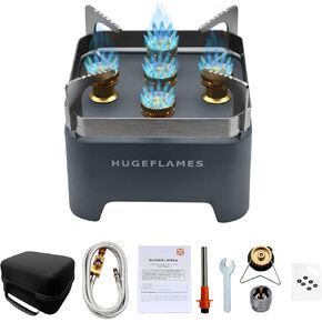Single Burner Propane Stove, Wind-Guard Camping Stove, Automatic Ignition Propane Burner for Outdoor Cooking