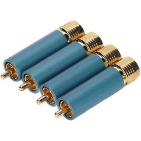 Audio Connector,4PCS Preffair/R1722 Audio Connector RCA Plug,Gold Plated Self Locking Solderless RCA Connector(Blue (red and White Logo))